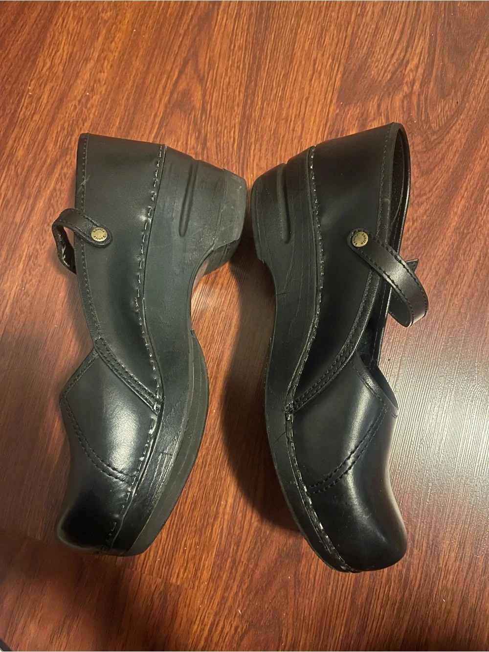 Sanita Black Mary Jane Kids' Clogs with Buckle